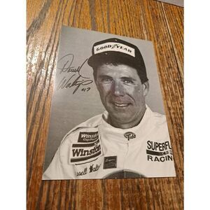 Vintage Darrell Waltrip Signed 7x5 B&W Promo Photo NASCAR #17 Goodyear Autograph